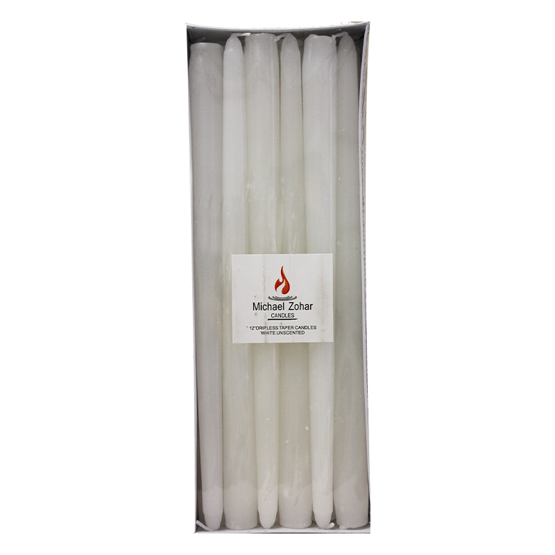 12” 12ct 243769 TAPER CANDLE WHITE-12