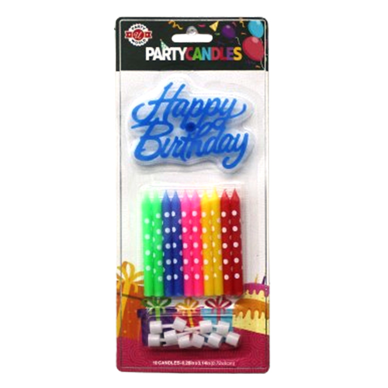 10CT HAPPY BIRTHDAY CANDLE PINK &BLUE-48