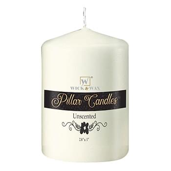 2.8"X3" PILLER CANDLE UNSCENT IVORY-12