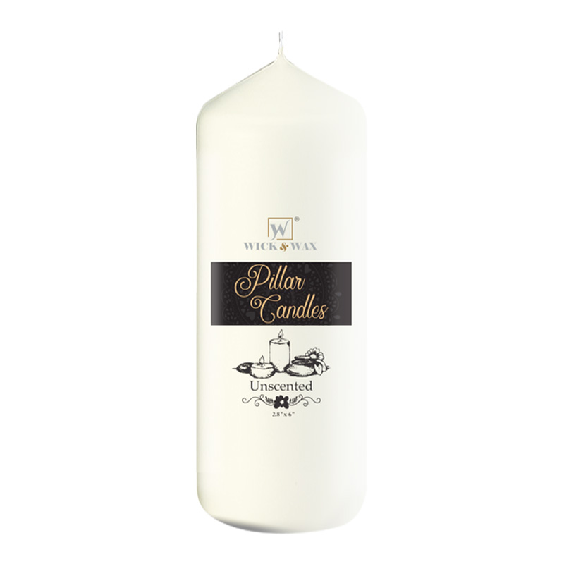 2.8"X6" PILLER CANDLE UNSCENT IVORY-12