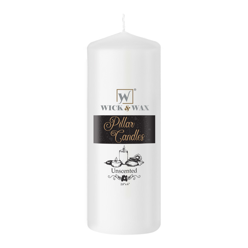2.8"X6" PILLER CANDLE UNSCENT WHITE-12