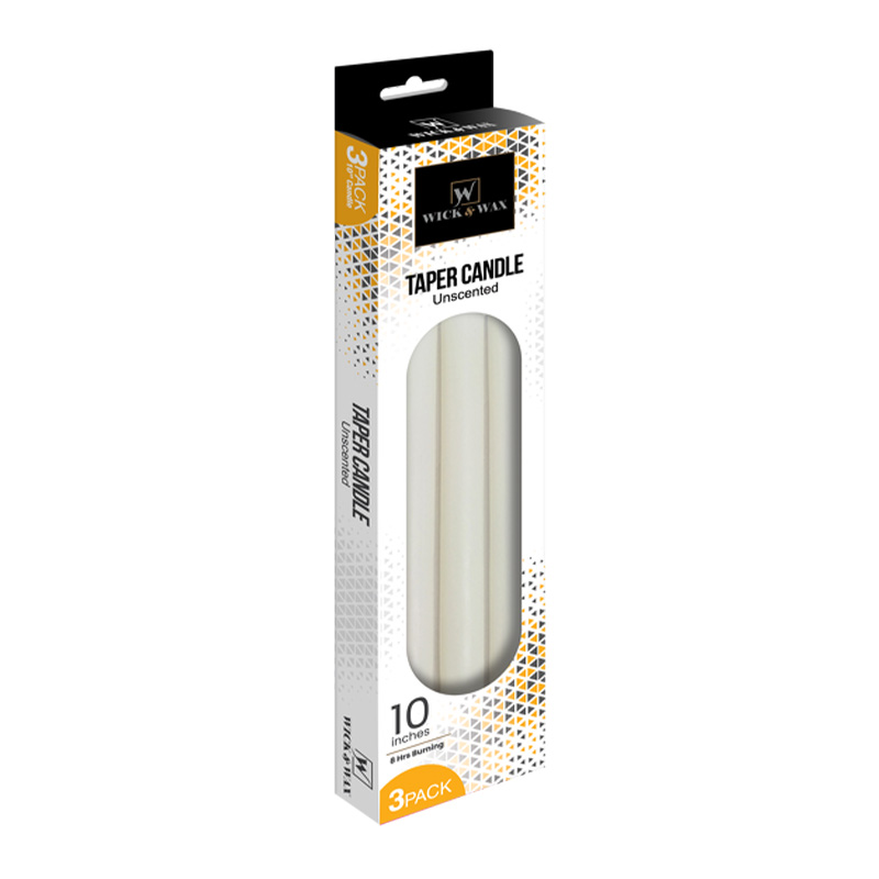 10" TAPER CANDLE WHITE 3PK-24