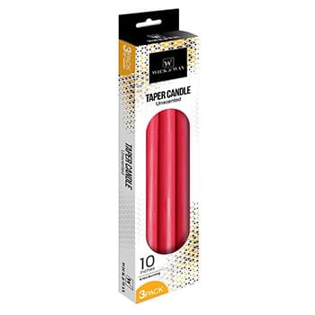 10" TAPER CANDLE RED 3PK-24