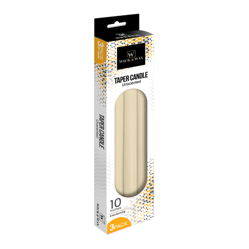10" TAPER CANDLE IVORY 3PK-24