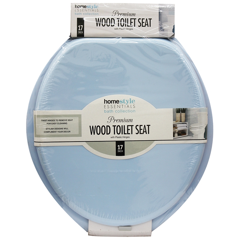 17" BLUE WOOD TOILET SEAT - 6