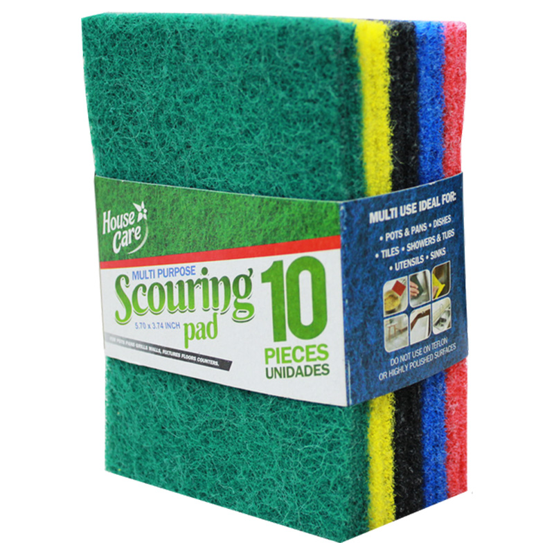 10PK MULTICOLORED SCOURING PADS-48