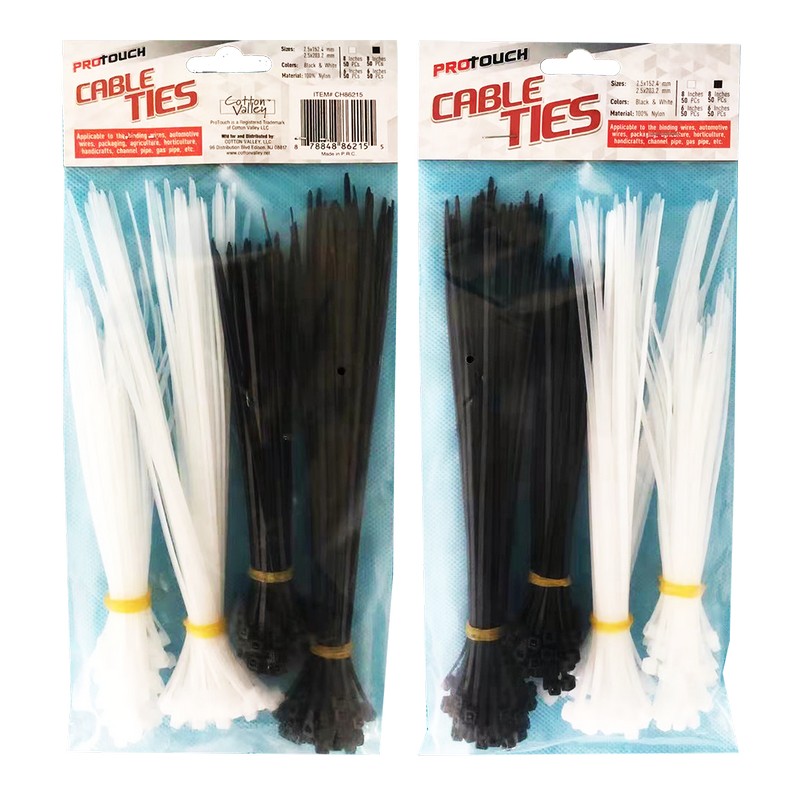 6"/8" 2.5MM CABLE TIES WHT/BLK ASST - 36