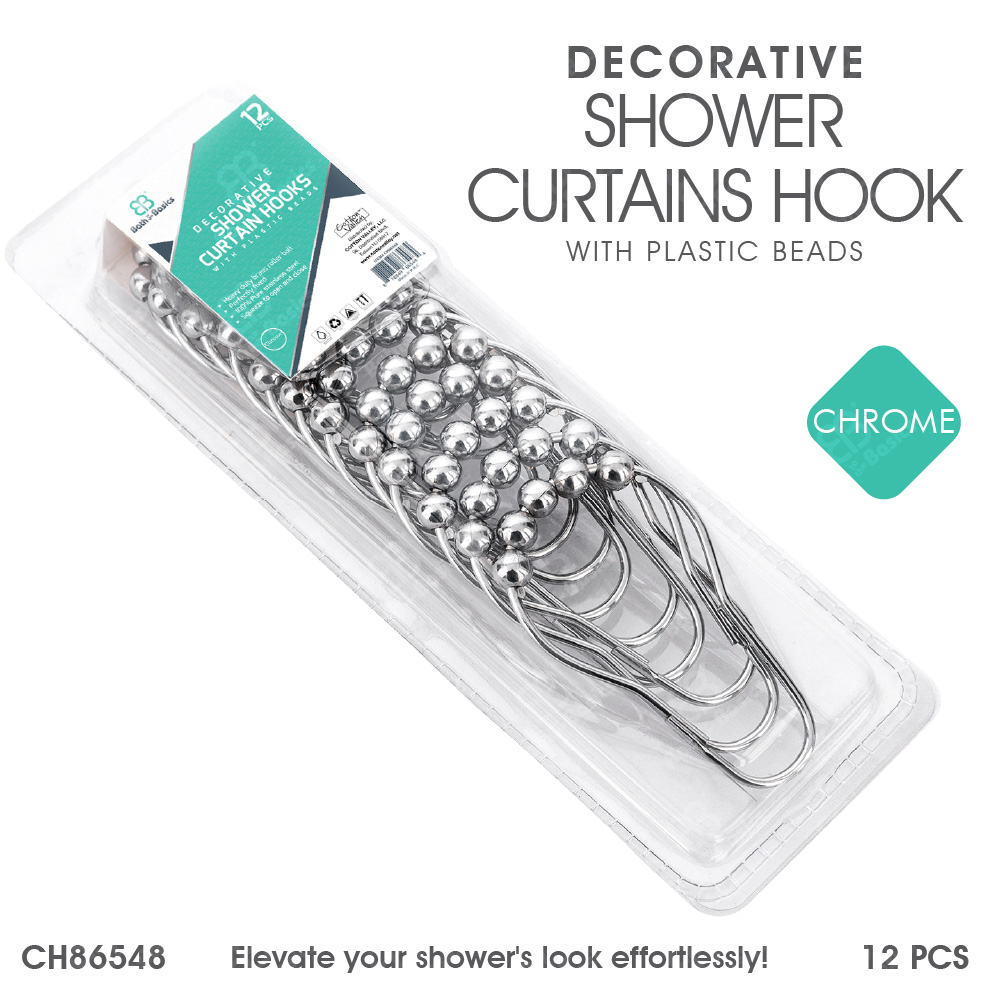 12PC GOURD SHOWER CURTAIN HOOK CHROME-48