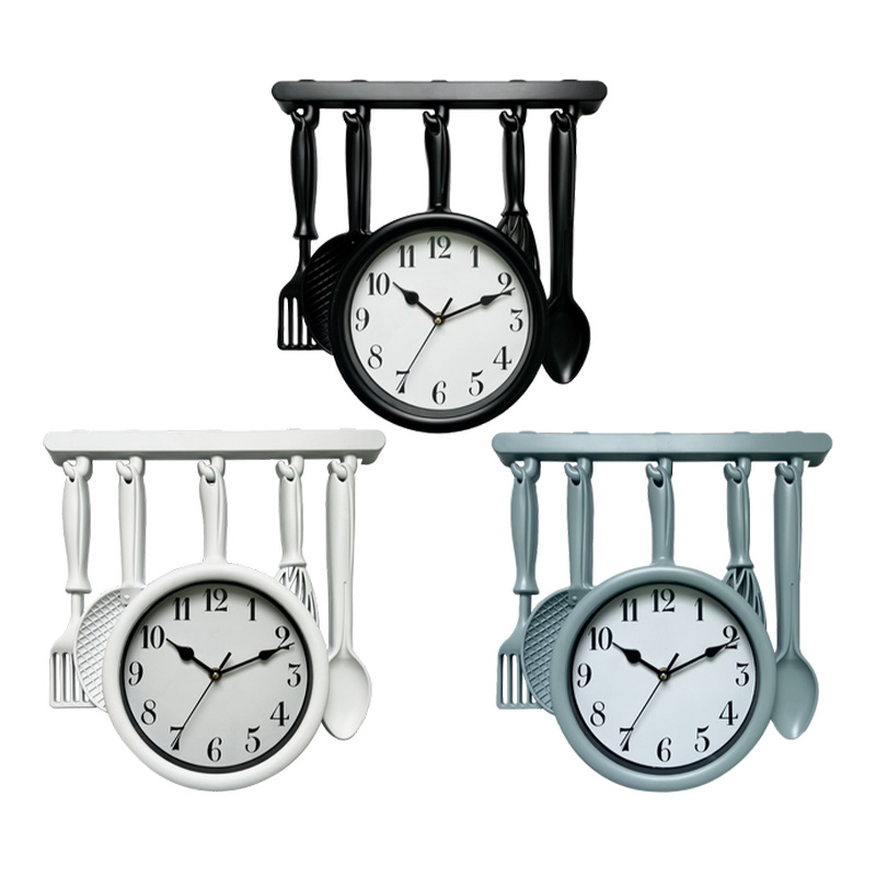 14" CUTLERY WALL CLOCK ASSORT COLORS - 12