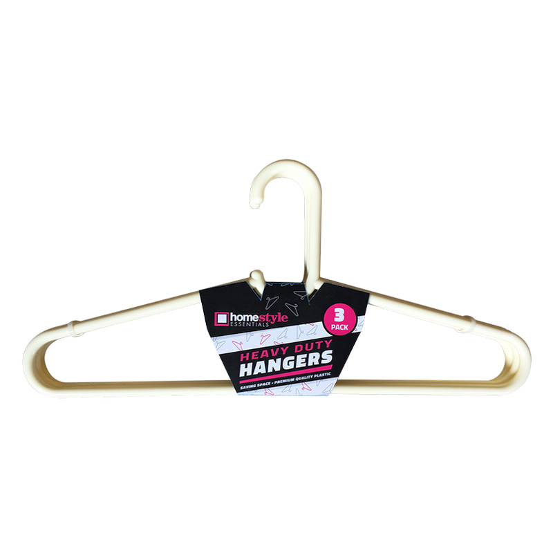3 PACK IVORY PLASTIC CLOTHES HANGERS-36