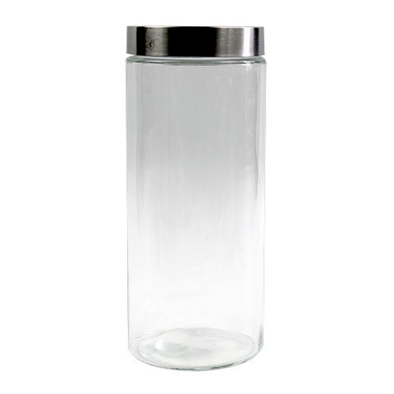 1PC ROUND GLASS CANISTER WITH LID,2L-12