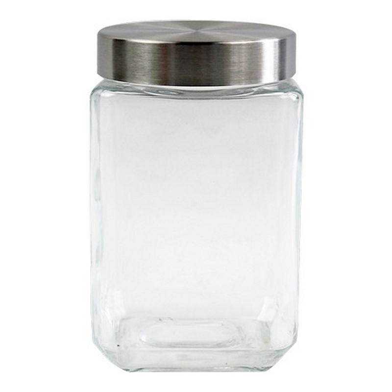 1PC SQUAR GLAS CANISTER WITH LID,1.7L-12