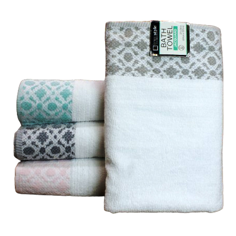 JACQUARD BATH TOWEL (WHITE FLOWER FANCY) 15LBS-12