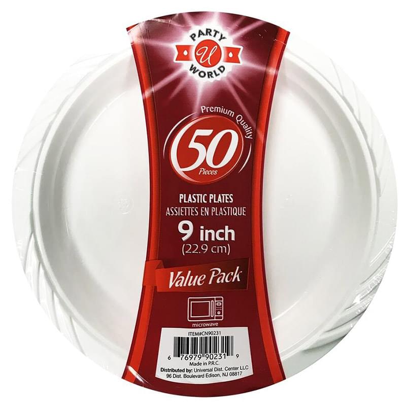 9" WHITE MICROWAVE PLATE 50 CT-12