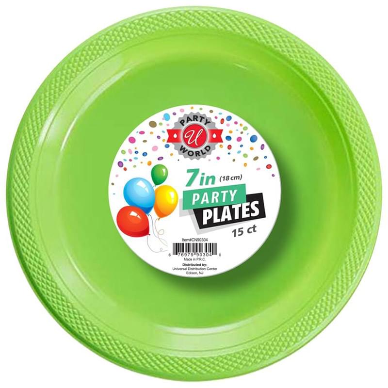 7" ROUND LIME GREEN PLATE 15CT-24