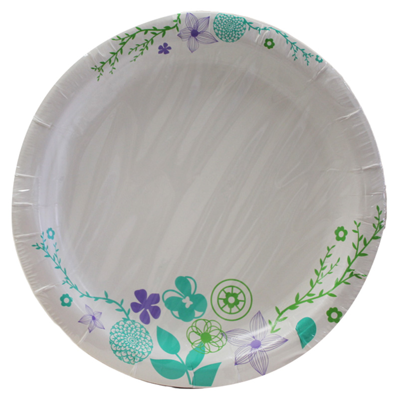7"LEAVES DESIGN PAPER PLATE 48CT-12