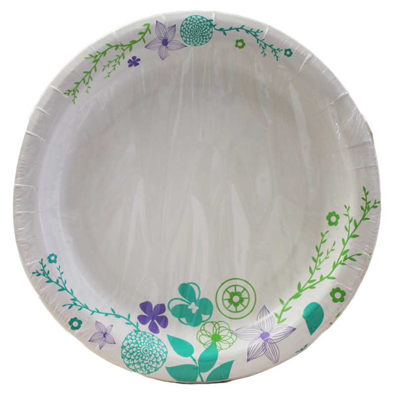 9" LEAVES DESIGN PAPER PLATE 24CT-12