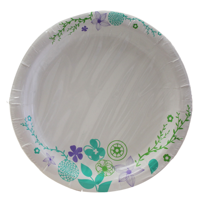10"LEAVES DESIGN PAPER PLATE 24CT-12
