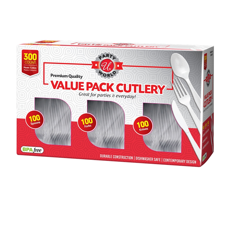 300CT VALUE  PACK WHITE CUTLERY COMBO-12