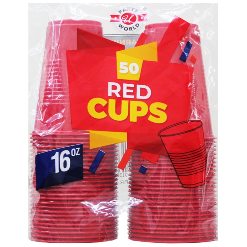 16OZ RED CUPS IN BAG 50CT-12