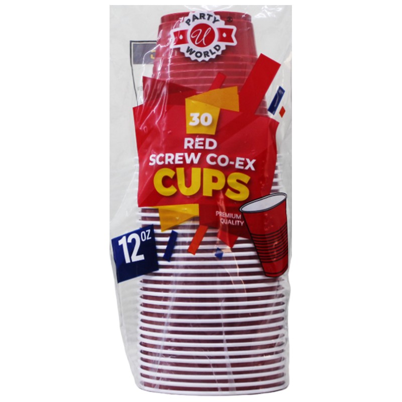 12OZ RED SCREW CO-EX CUPS IN BAG 30CT-24