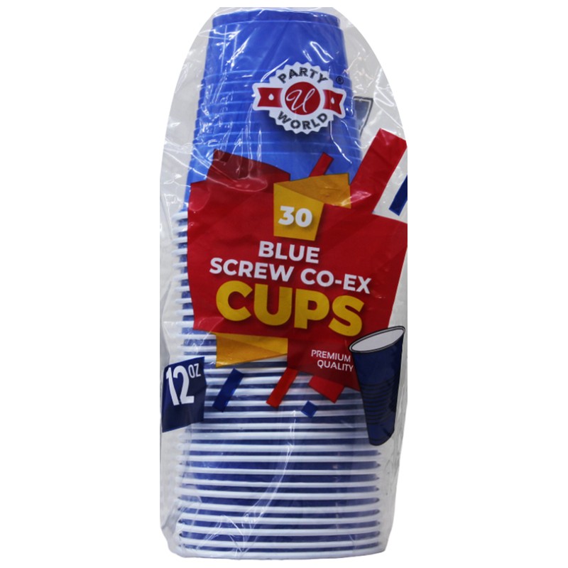12OZ BLUE SCREWCO-EX CUPS IN BAG 30CT-24