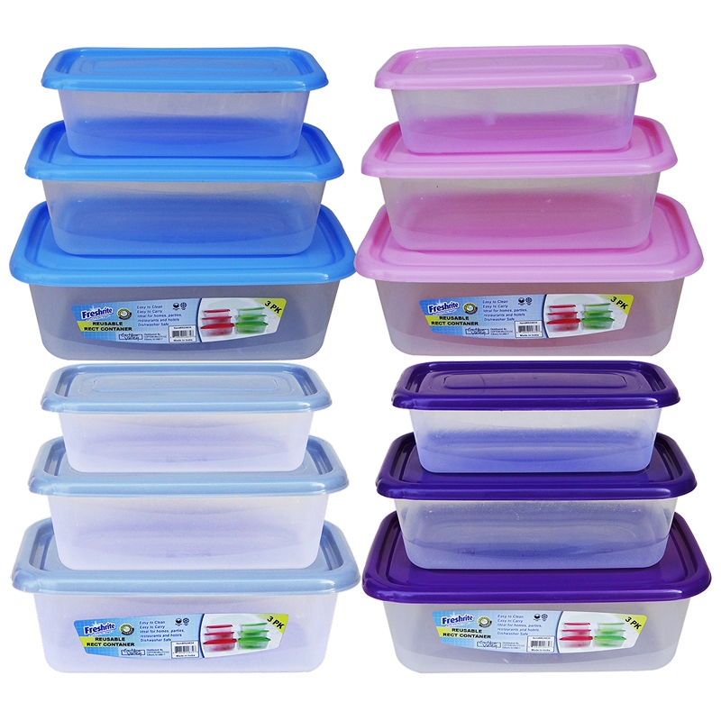 SET OF 3 PLASTIC FOOD CONTAINER RECT-60