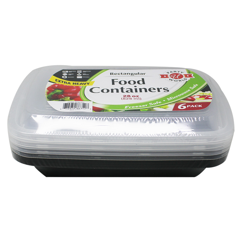 6PK B&W RECT CONTAINER 28OZ-24