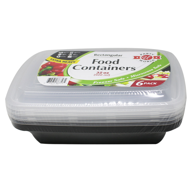 6PK B&W RECT CONTAINER 32OZ-24