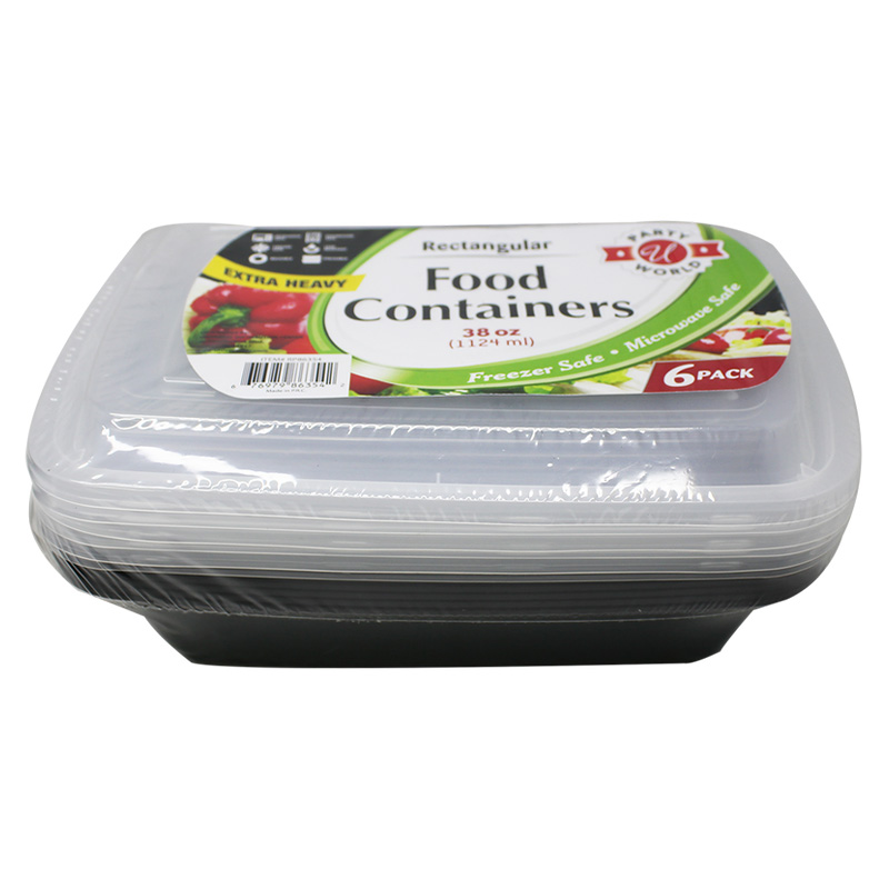 6PK B&W RECT CONTAINER 38OZ-24