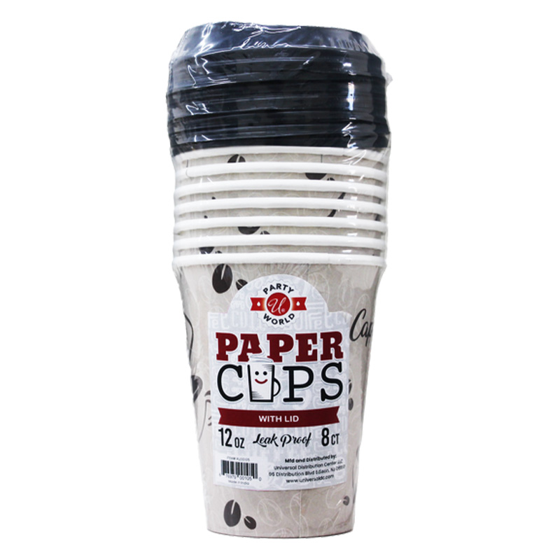 12OZ PAPER CUP WITH LID 8CT-48