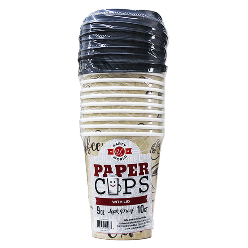 9OZ PAPER CUP WITH LID 10CT-48